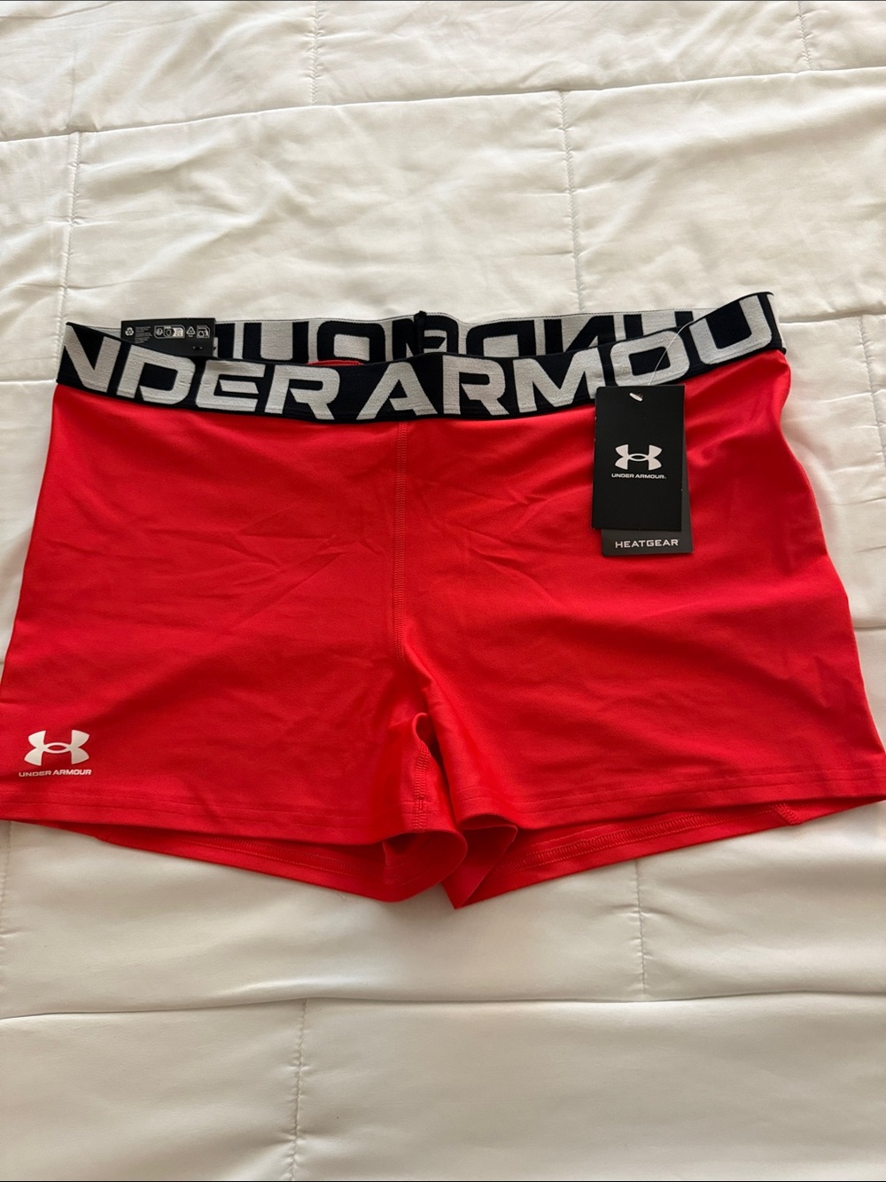 Under Armour 2XL Red Compression Bike Shorts with Logo Branded Waistband NWTs